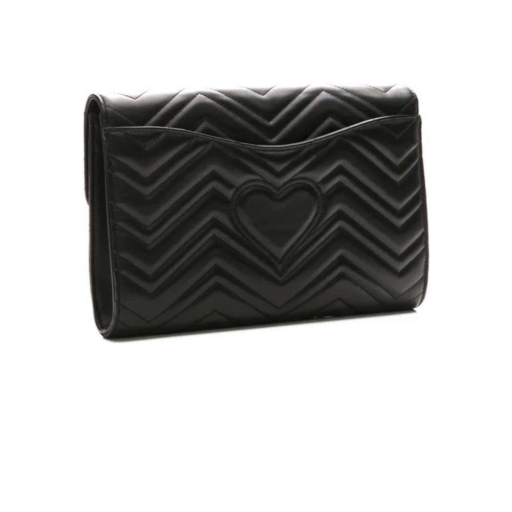 Gucci GG Marmont Matelasse Chevron Flap Envelope Clutch Large Black - Picture 4 of 16